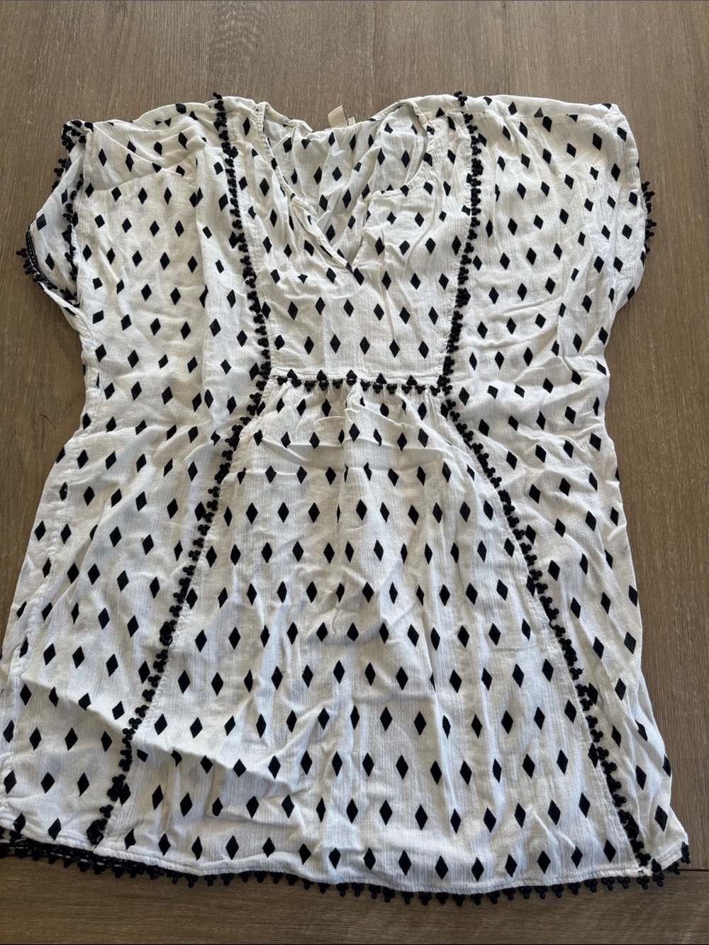 J. Crew White Swim Coverup with Black Diamond Print